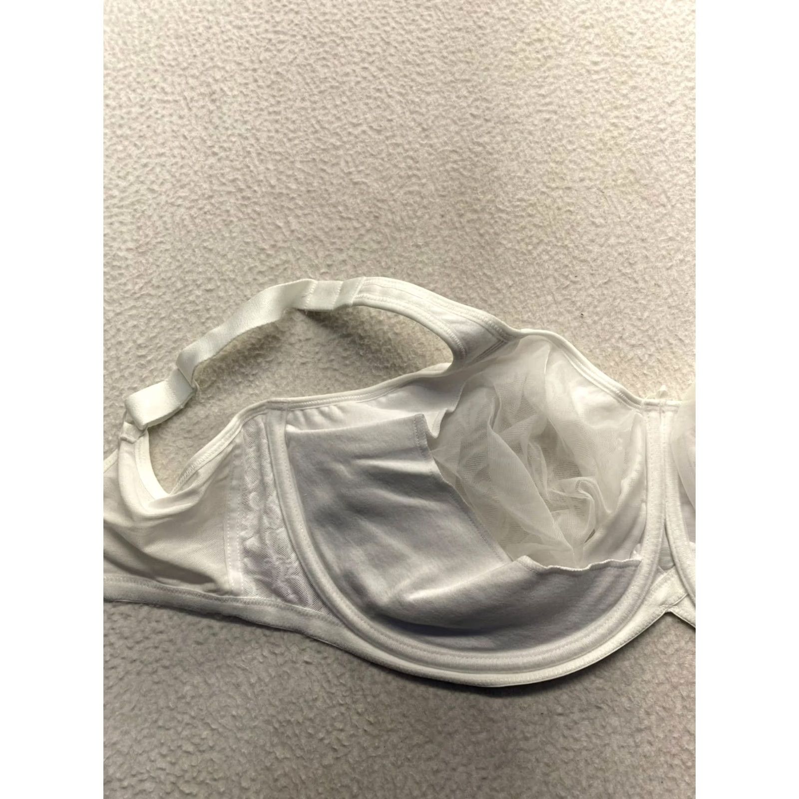 Vintage Lunaire White Lace Underwire Bra With Floral Embroidery & Adjustable Straps #5861 Size ONE SIZE - 5 Thumbnail