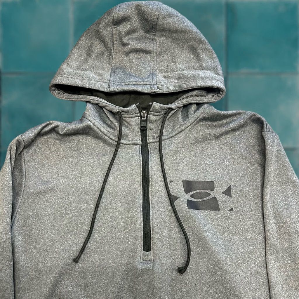 Under Armour Under Armour Hoodie Gray Mens M Quarter Zip Mock Neck Pullover Kangaroo Pocket Activewear Sports Shirt Size US M / EU 48-50 / 2 - 1 Thumbnail