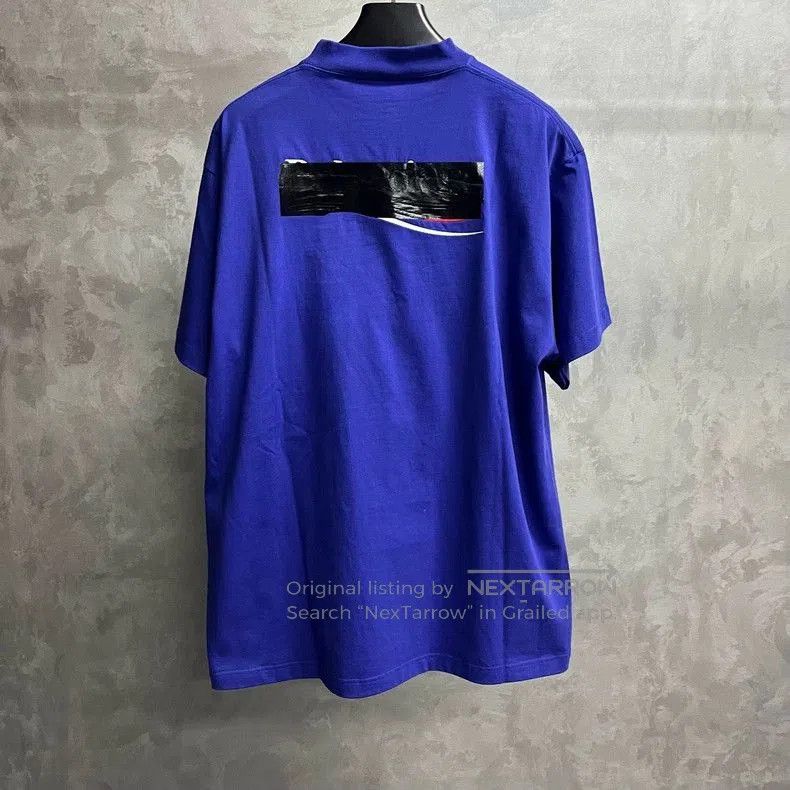 Balenciaga Balenciaga Blue Logo Short Sleeve T-shirt. Size US XXS / EU 40 - 2 Thumbnail