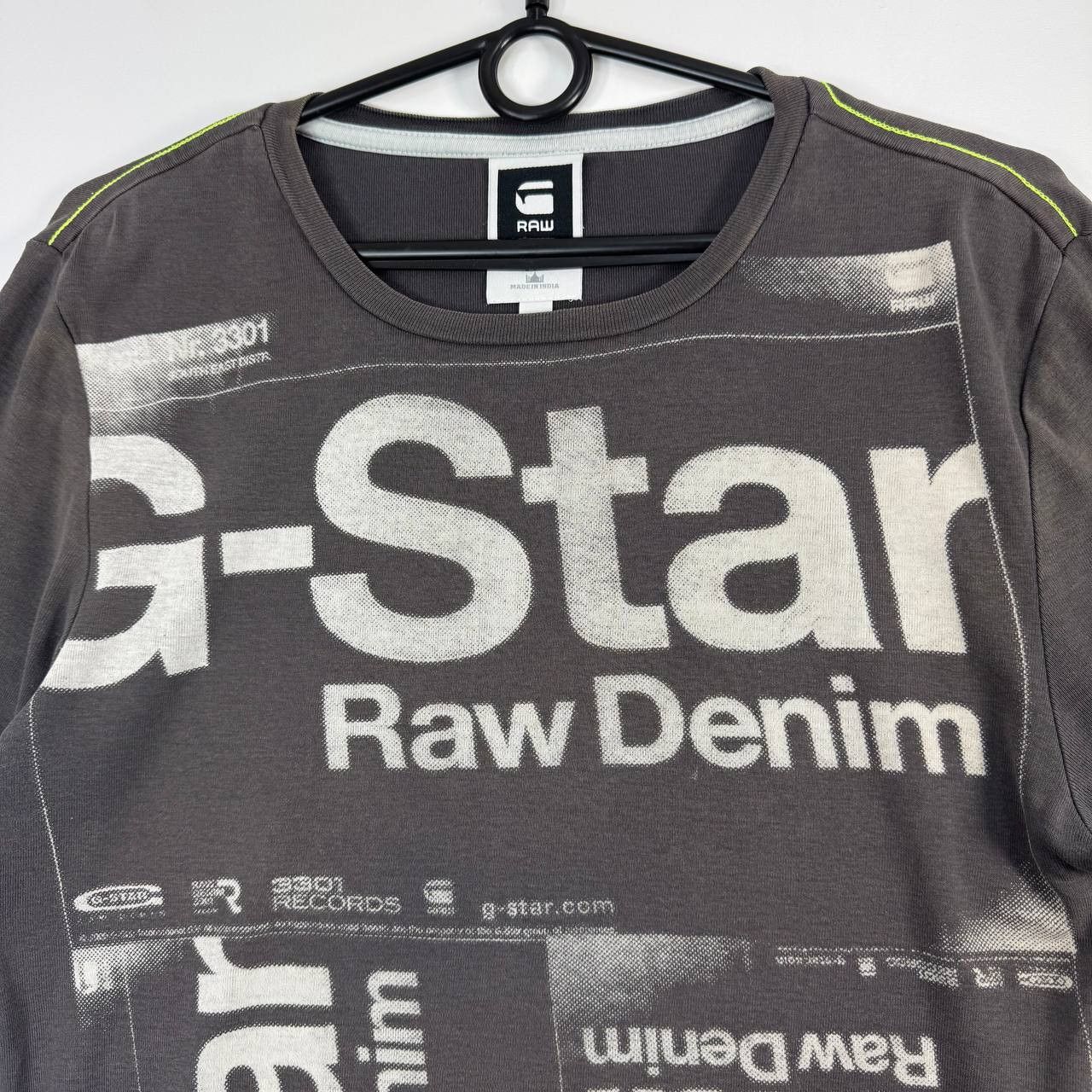 G-Star G-Star Raw T-Shirt Grey Graphic Print Raw Denim Tee Size M Size US M / EU 48-50 / 2 - 2 Thumbnail