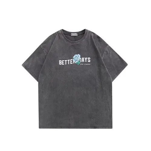 VIBE Rose print fashion trend loose washed distressed tee Size US M / EU 48-50 / 2 - 8 Thumbnail