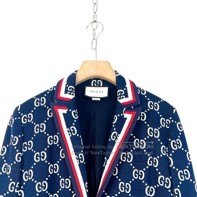 Gucci Gucci Navy blue double G striped pattern jacquard long-sle Size M / US 6-8 / IT 42-44 - 3 Thumbnail