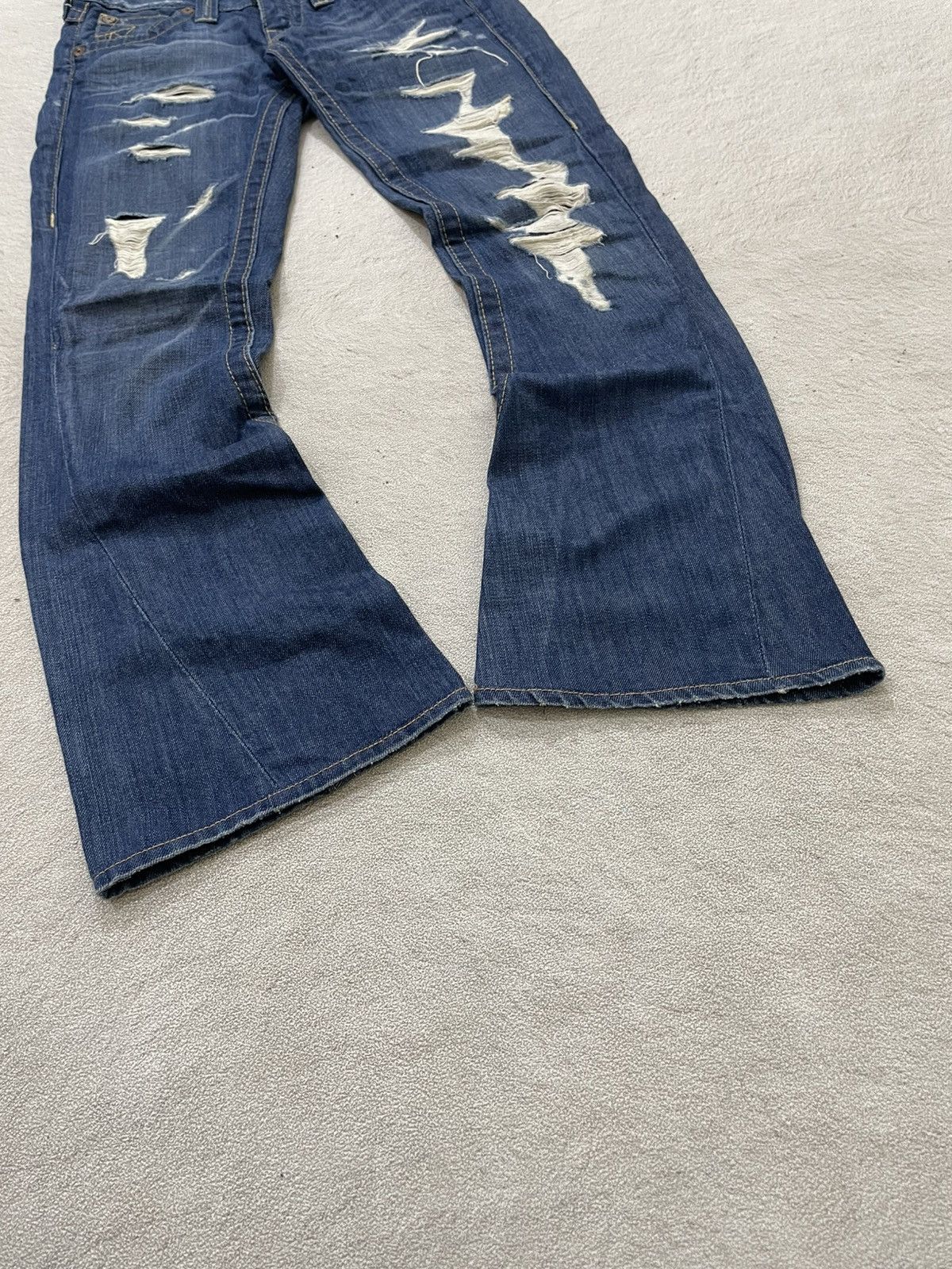 Japanese Brand 2000s Diesel Flare Denim Ripped Bootcut Jeans Wash Y2K Size US 28 / EU 44 - 3 Thumbnail