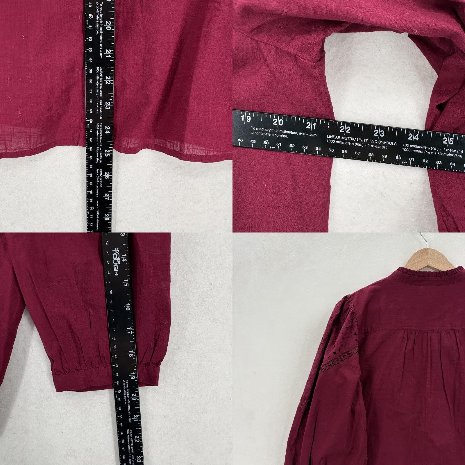Loft LOFT Blouse Red Embroidered Button Front 3/4 Sleeve Tunic Top Womens M NWT Size M / US 6-8 / IT 42-44 - 8 Thumbnail