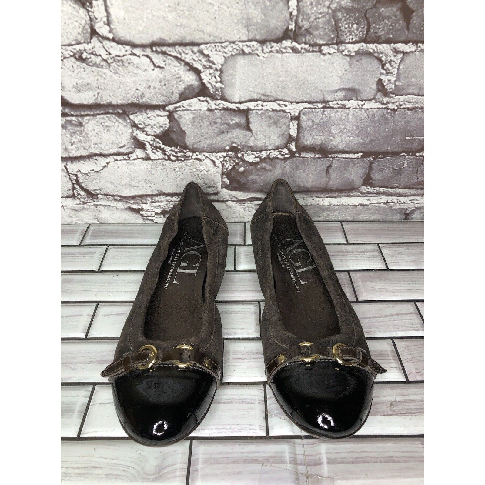 Other AGL Brown Suede Leather Cap Toe Strap Slip On Ballet Shoes W Size US 7.5 / IT 37.5 - 18 Thumbnail