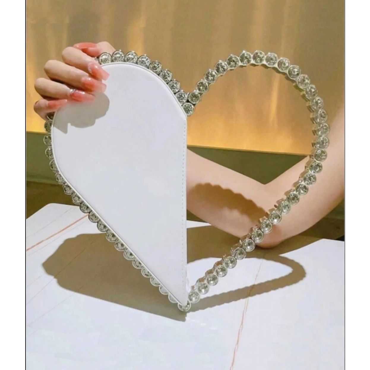 Other SHLKNKLE Clutch Bag, Heart Rhinestone Clutch Purse Handbag Size ONE SIZE - 2 Thumbnail