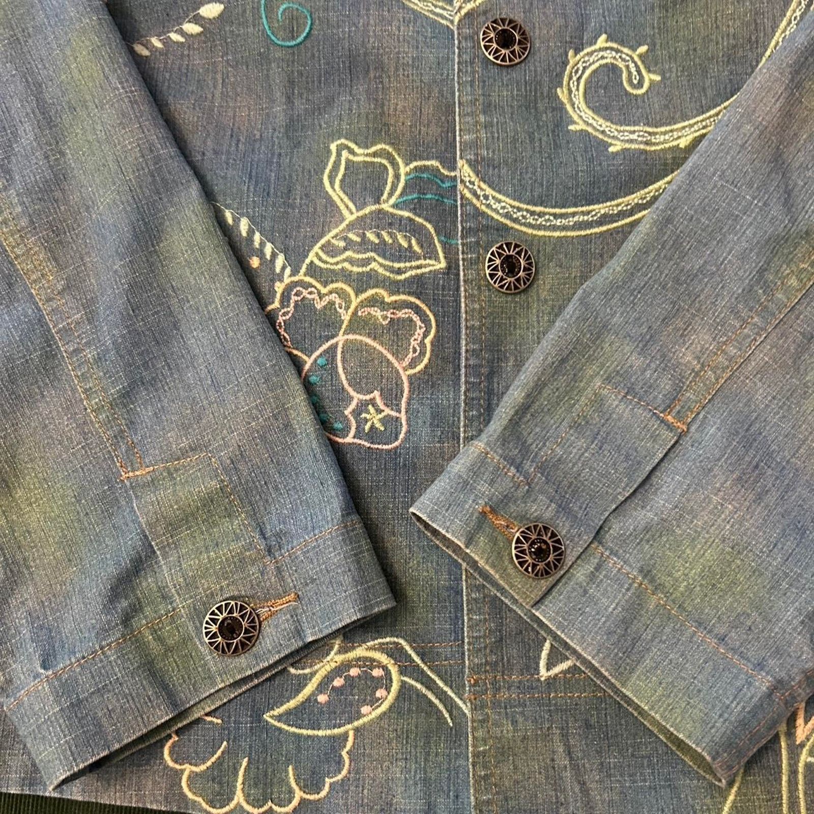 Other Vintage embroidered denim jacket Size L / US 10 / IT 46 - 2 Thumbnail
