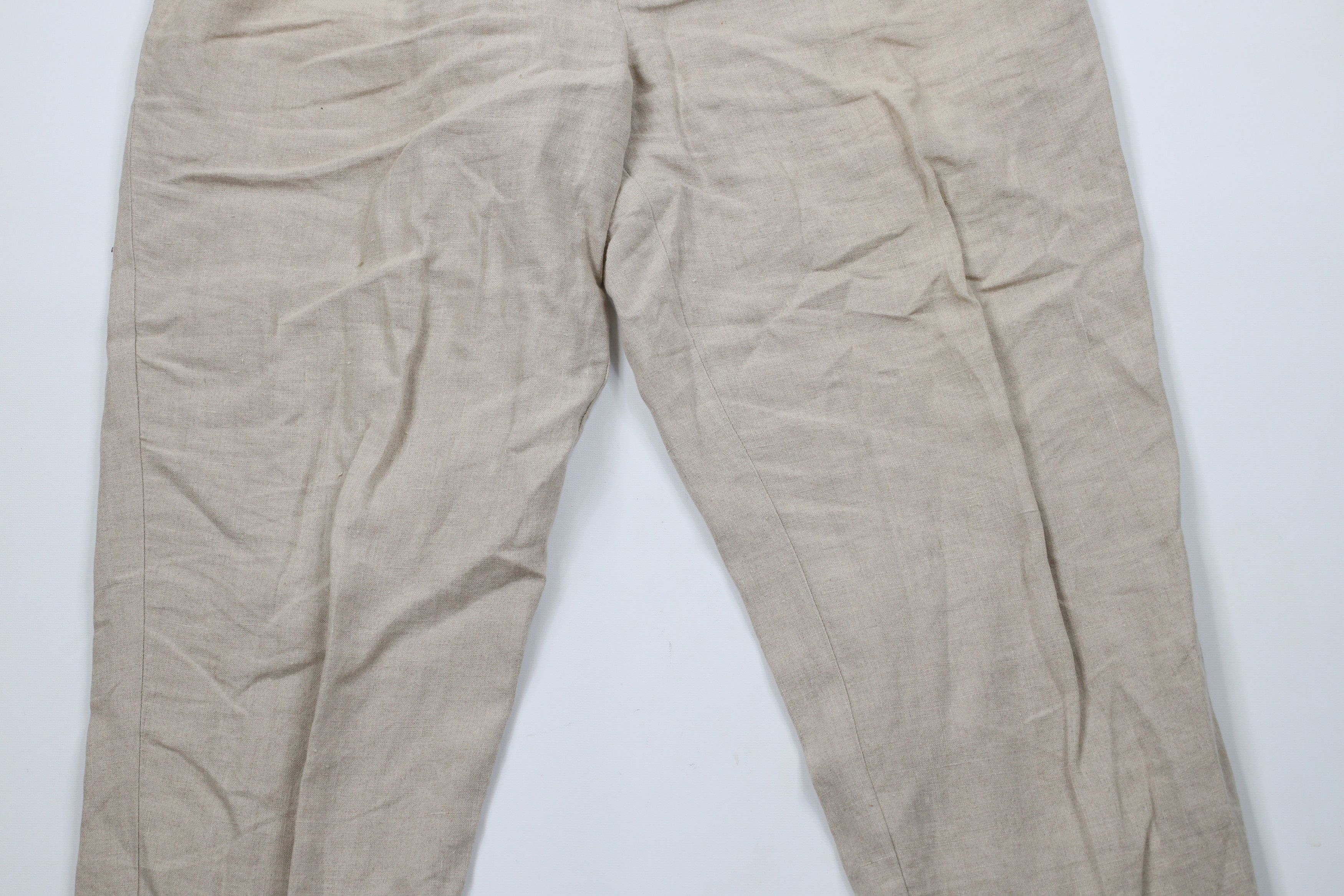 Vintage Vintage 90s Y2K Streetwear Cuffed Linen Chino Pants Beige Size US 34 / EU 50 - 3 Thumbnail