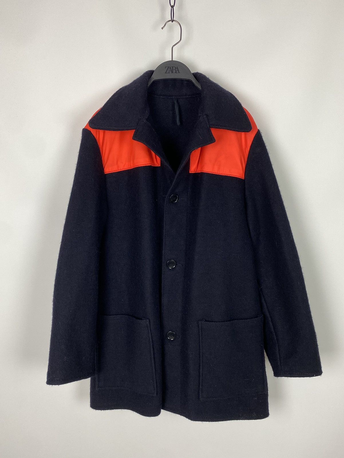 Vintage 1980’s Vintage Navy Wool Orange Poly Coated Donkey Jacket Size US L / EU 52-54 / 3 - 3 Thumbnail