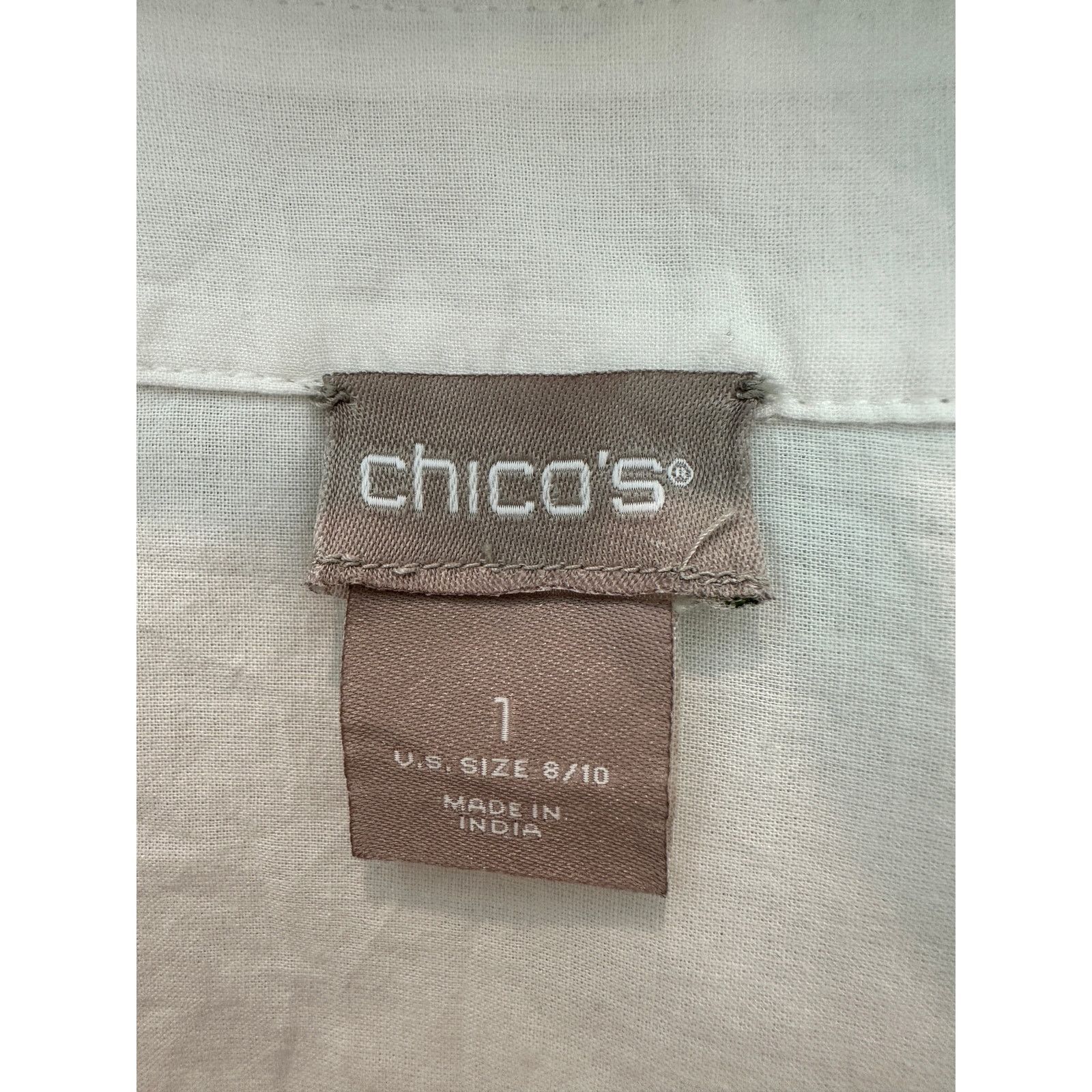 Chicos CHICOS White Embroidered Floral Square Neck Long Sleeve Top Size M / US 6-8 / IT 42-44 - 6 Thumbnail