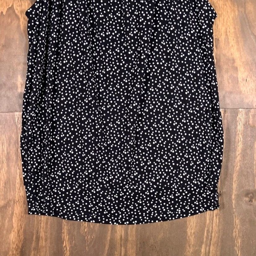 Loft VINTAGE LOFT Outlet Womens Blouse Black White Dotted Pleated Scoop Neck Sleeveless L Size L / US 10 / IT 46 - 3 Thumbnail