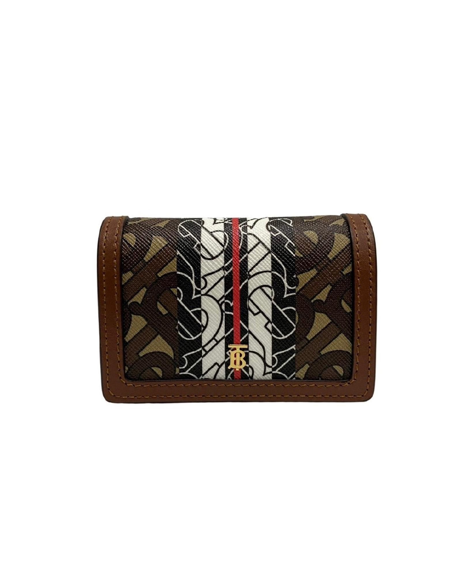 image of Burberry Refined Leather Chain Wallet For Women in Brown