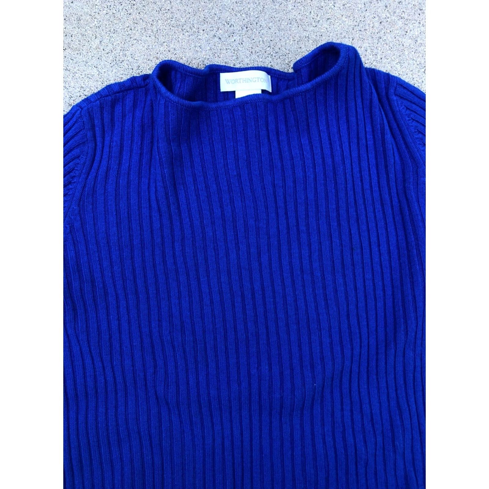 Worthington WORTHINGTON Ribbed Pullover Sweater Women's XL Blue Vintage Long Sleeve Shirt Womens XL Blue Vintage Pullover Sweater Size XL / US 12-14 / IT 48-50 - 2 Thumbnail