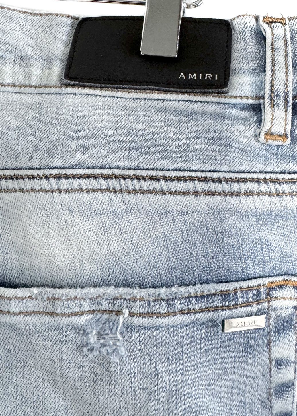 Amiri Bleach Washed Blue Slim Stack Jeans