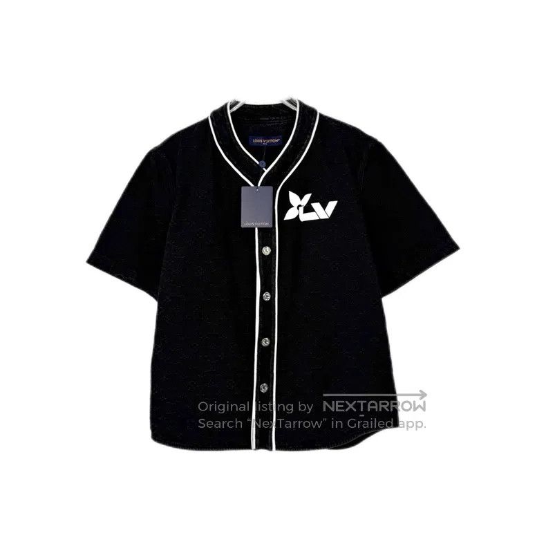 Louis Vuitton Black full logo denim short sleeve jacket