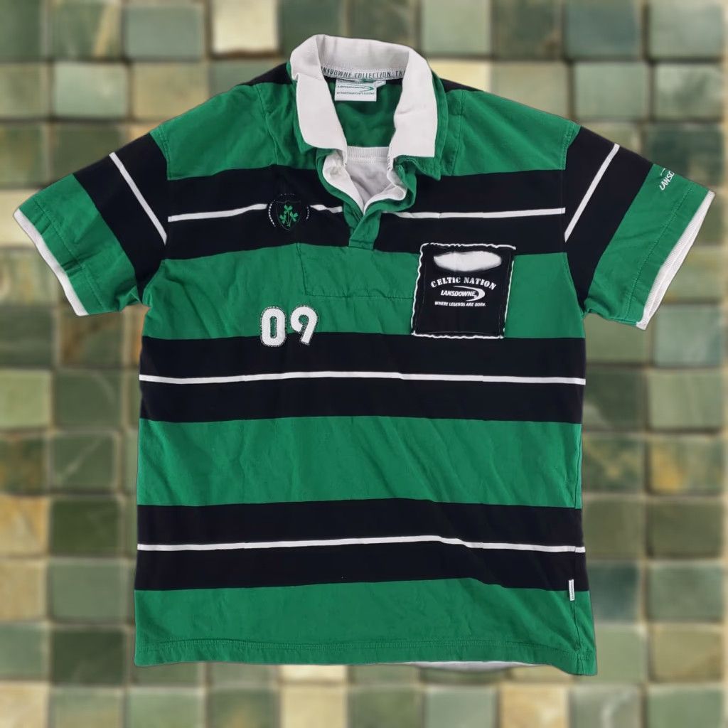 Vintage Landsdowne Rugby Shirt Short Sleeve Ireland Striped Green Black Mens XXL Total 2XL Men Green Ravens? Size US XXL / EU 58 / 5 - 1 Thumbnail