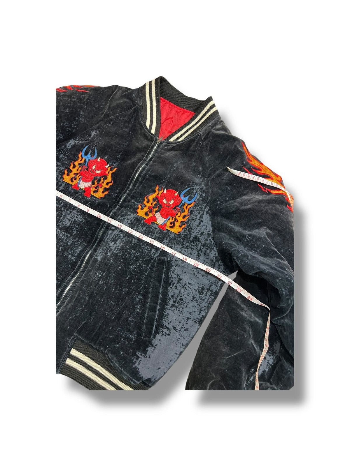 Vintage Vintage Velvet Devil Souvenir Jacket — Black / Red Flames Size US M / EU 48-50 / 2 - 11 Thumbnail