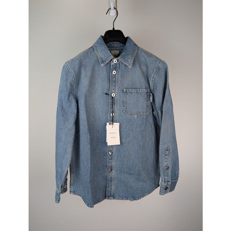 Bottega Veneta o1rshd1 Vintage Indigo Denim Shirt in Mid Blue Size US S / EU 44-46 / 1 - 2 Thumbnail