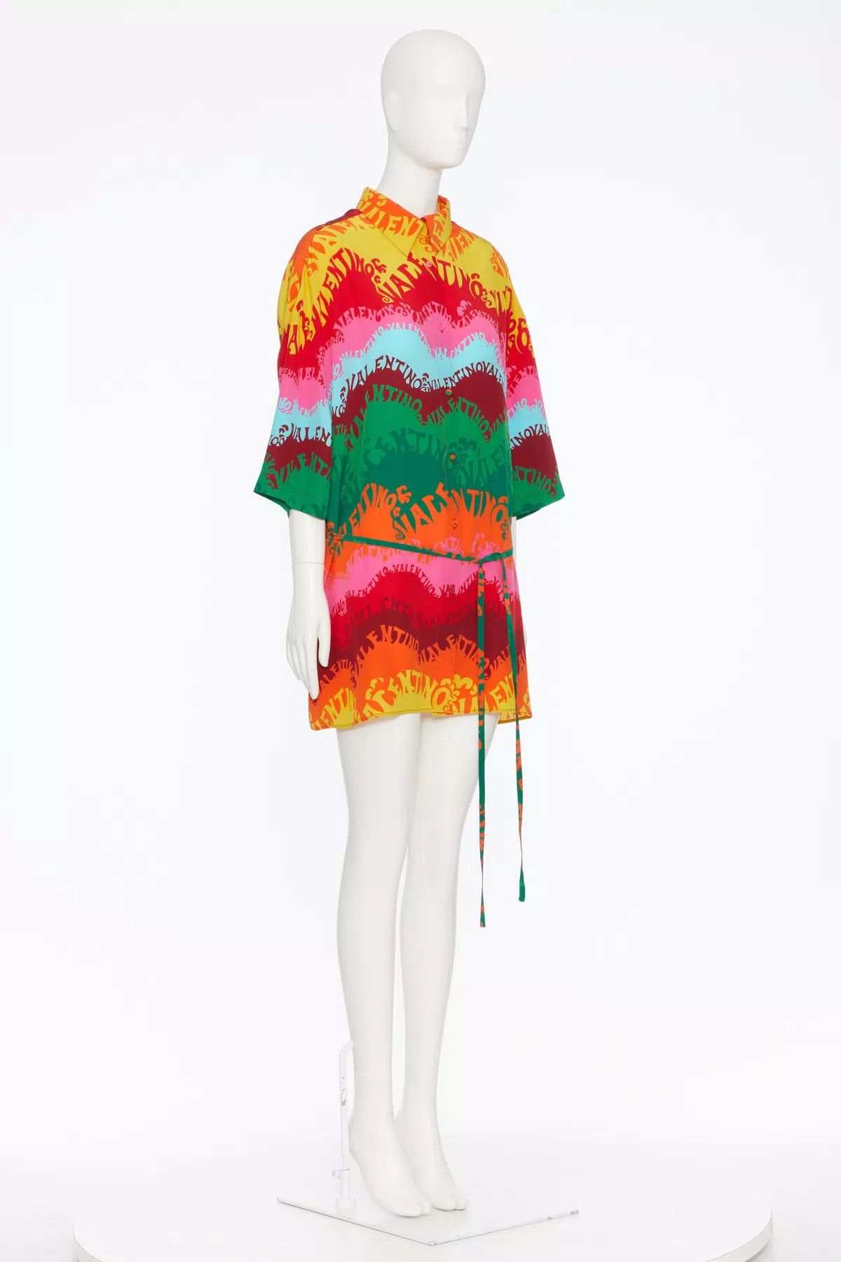 Valentino o1s1wg110925 Print Crepe De Chine Shirt Dress in Multicolor Size XL / US 12-14 / IT 48-50 - 3 Thumbnail