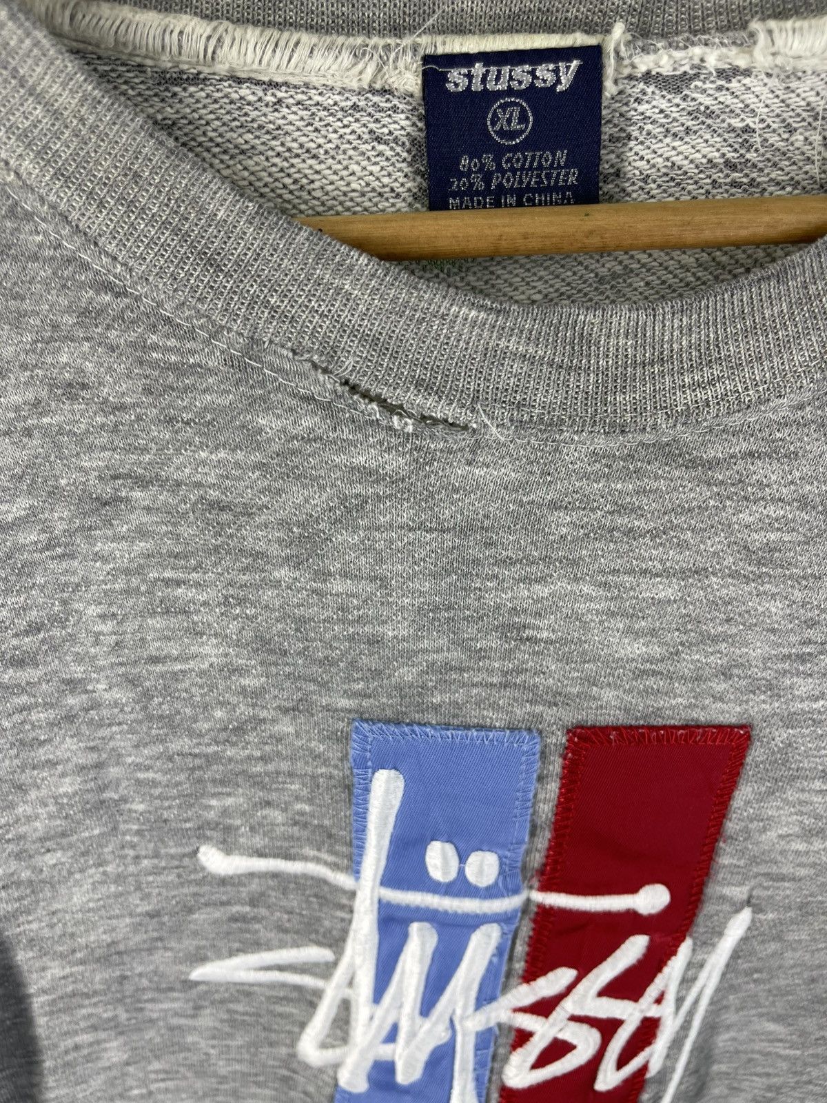 Stussy Thrashed Vintage 90's Stussy Embroidered Logo Sweatshirt Size US XL / EU 56 / 4 - 3 Thumbnail