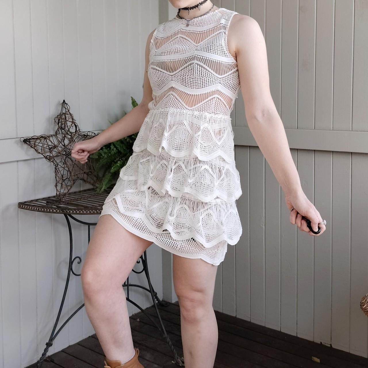 Designer Mossman Dress A Line Mini Lace Wedding Spanish Renaissance Size M / US 6-8 / IT 42-44 - 4 Thumbnail