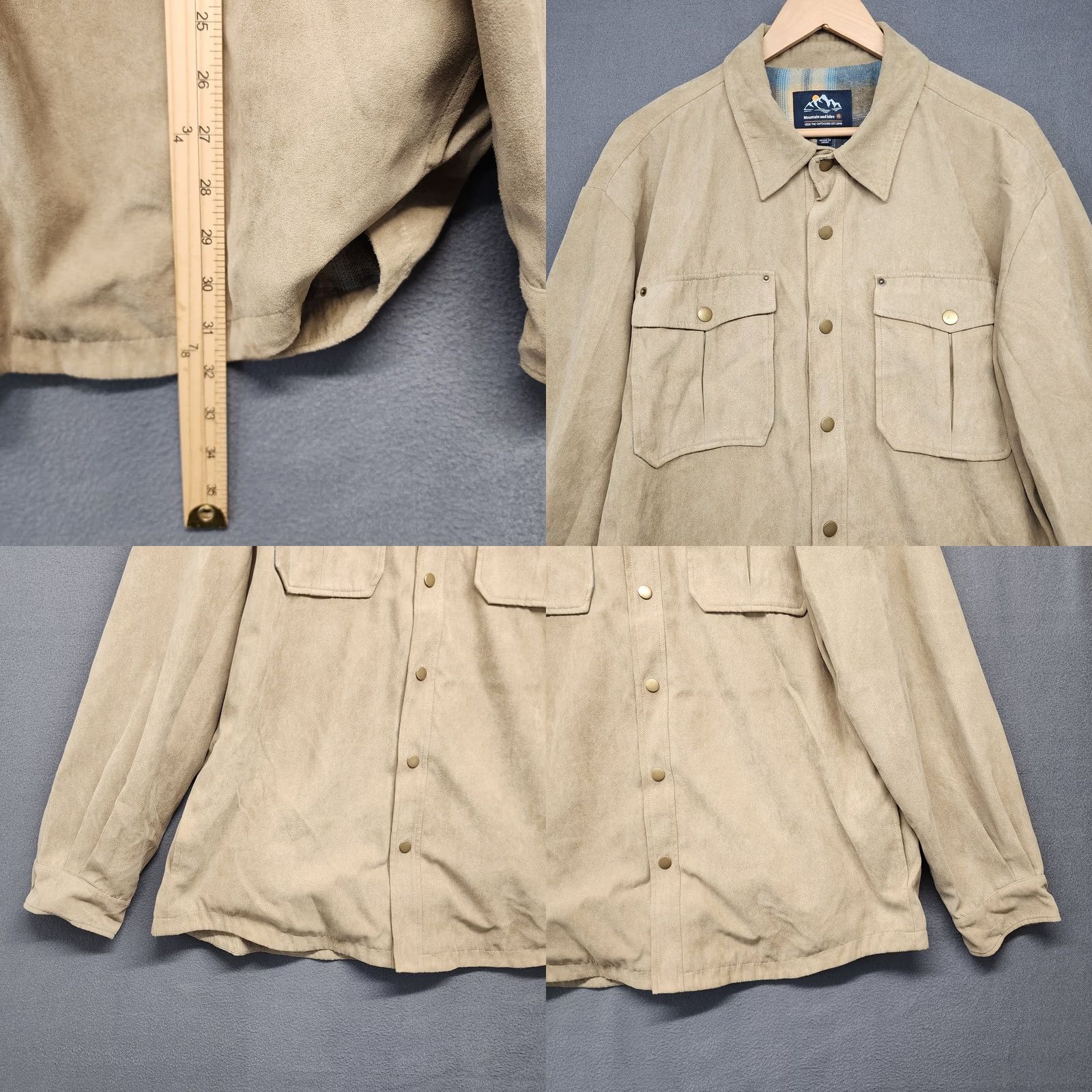 Vintage Mountain and Isles Shacket Mens XXL Tan Flannel Lined Shirt Jacket Chore Utility Size US XXL / EU 58 / 5 - 8 Thumbnail