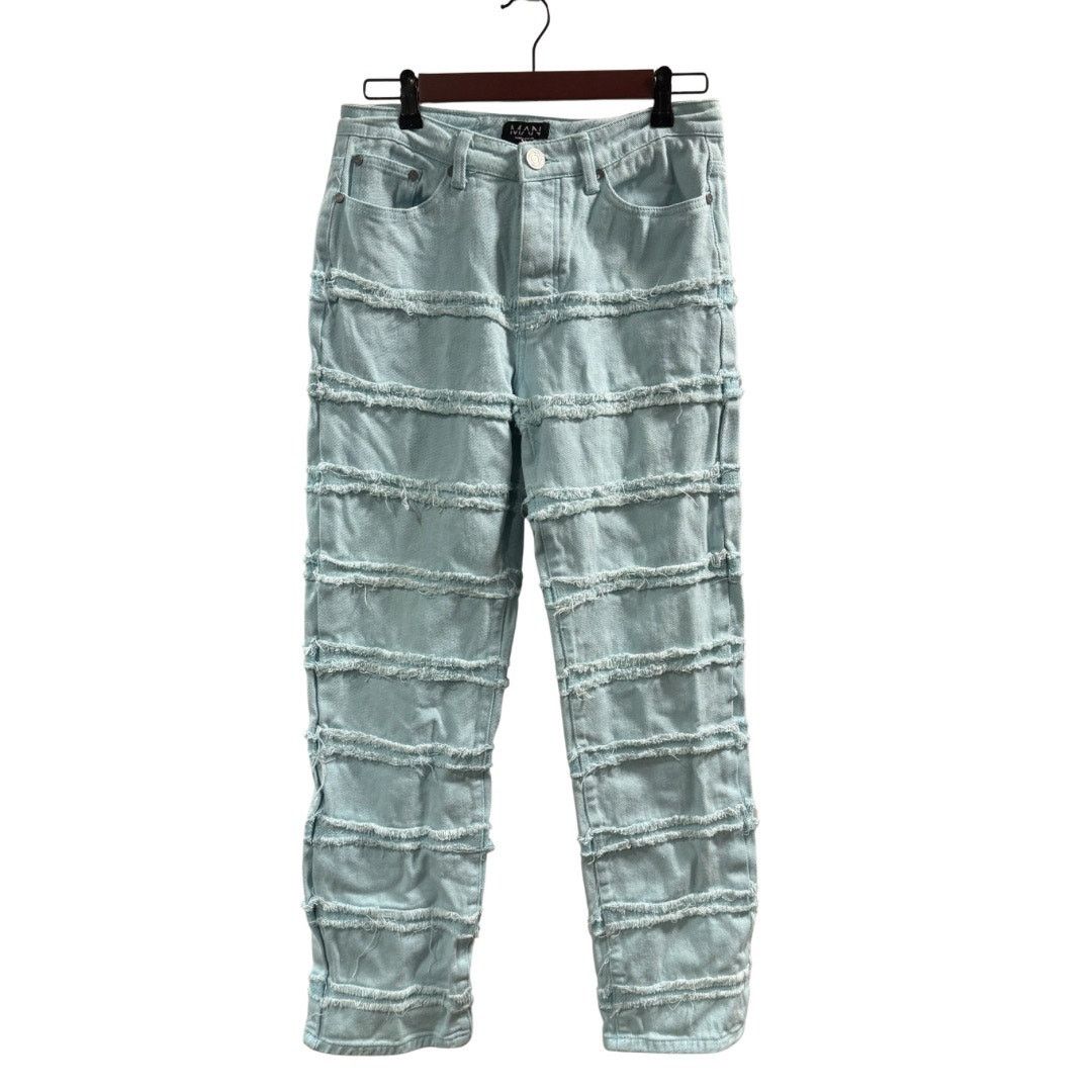 Boohoo Boohoo Man Men’s Aqua Fringed Jeans Size 30 Size US 30 / EU 46 - 1 Thumbnail