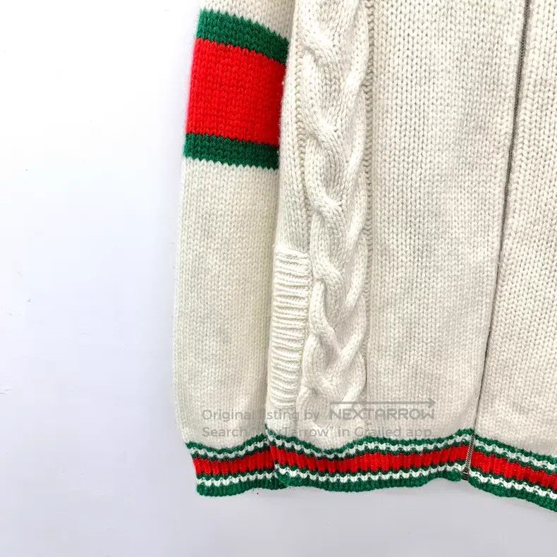 Gucci Gucci Beige striped trim twisted wool stand-up collar zipp Size US S / EU 44-46 / 1 - 4 Thumbnail