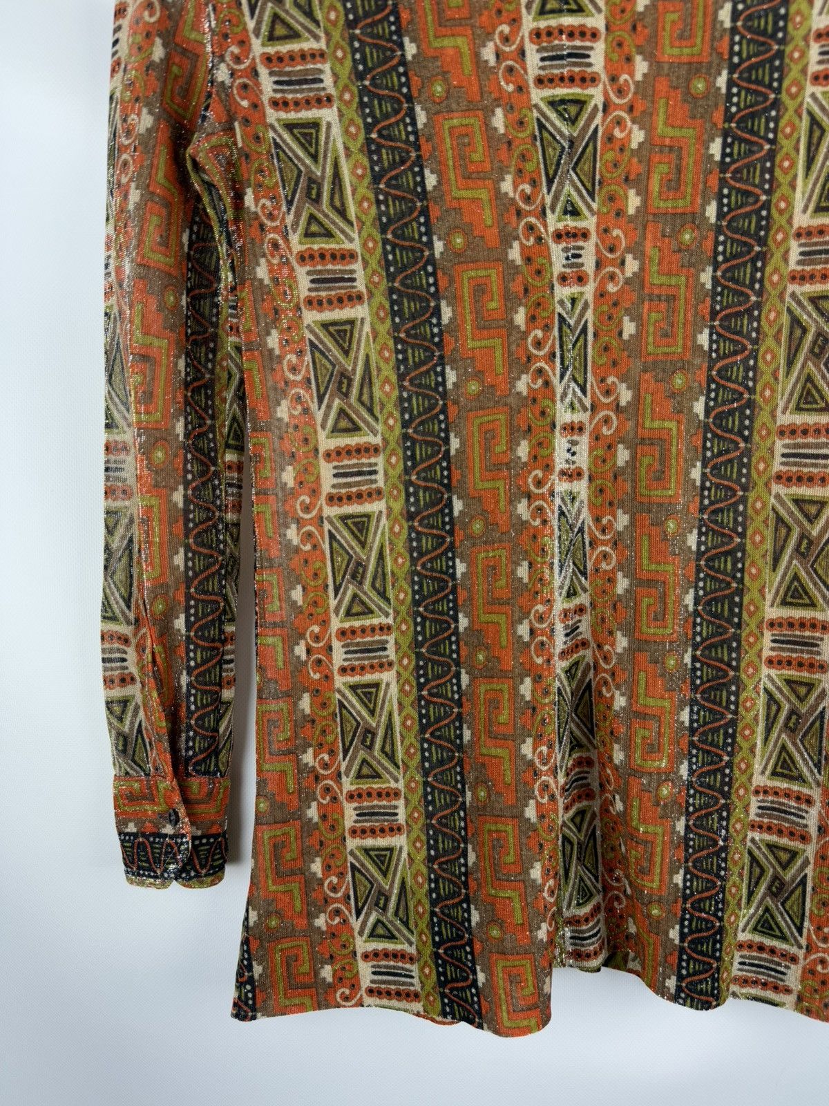 Celine Celine Vintage 70s Geometric Pattern L/S Button Up Shirt Size M / US 6-8 / IT 42-44 - 18 Thumbnail