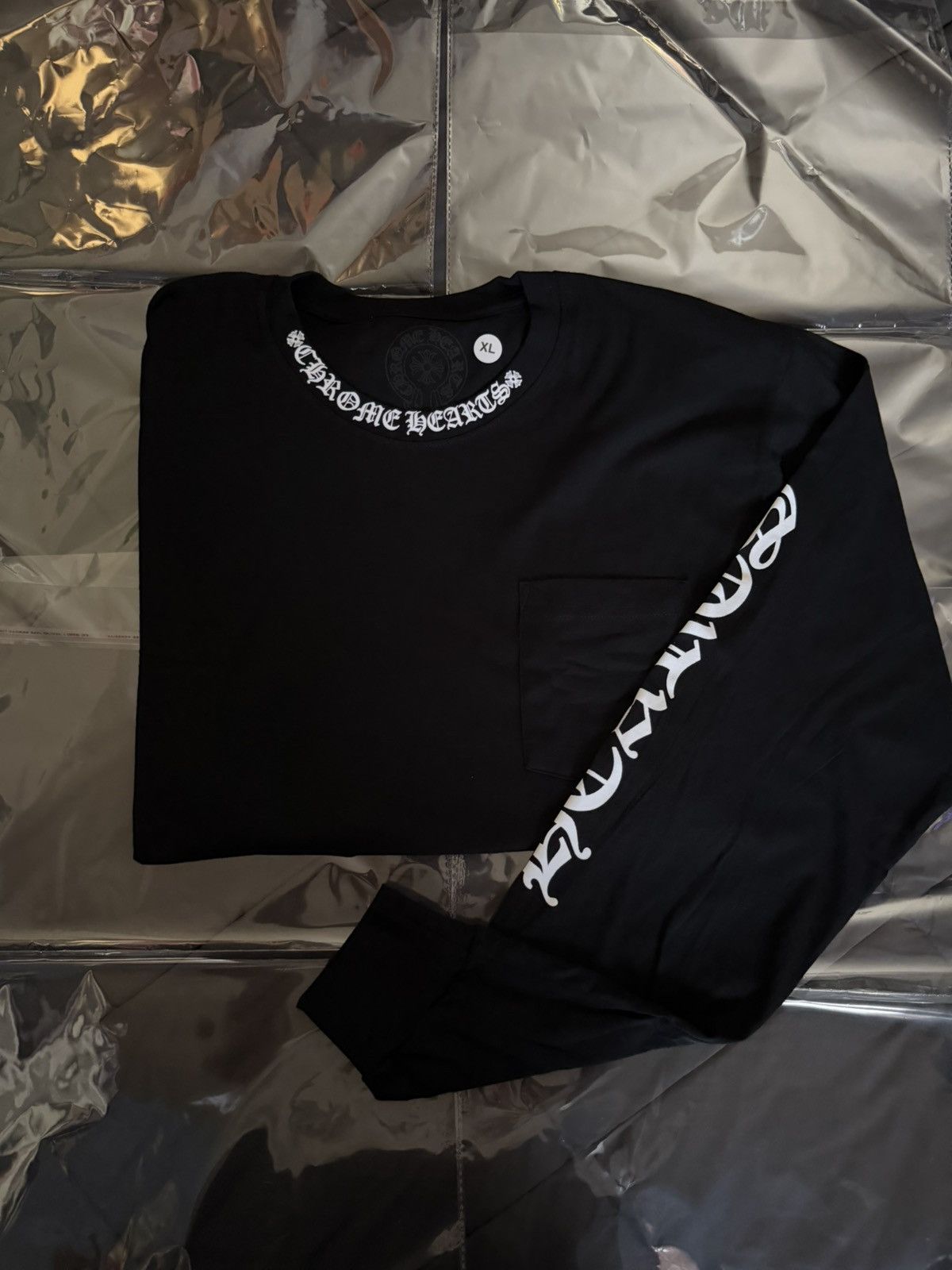 Chrome Hearts CH Neck Logo Pocket L/S Tee (Black) | Grailed