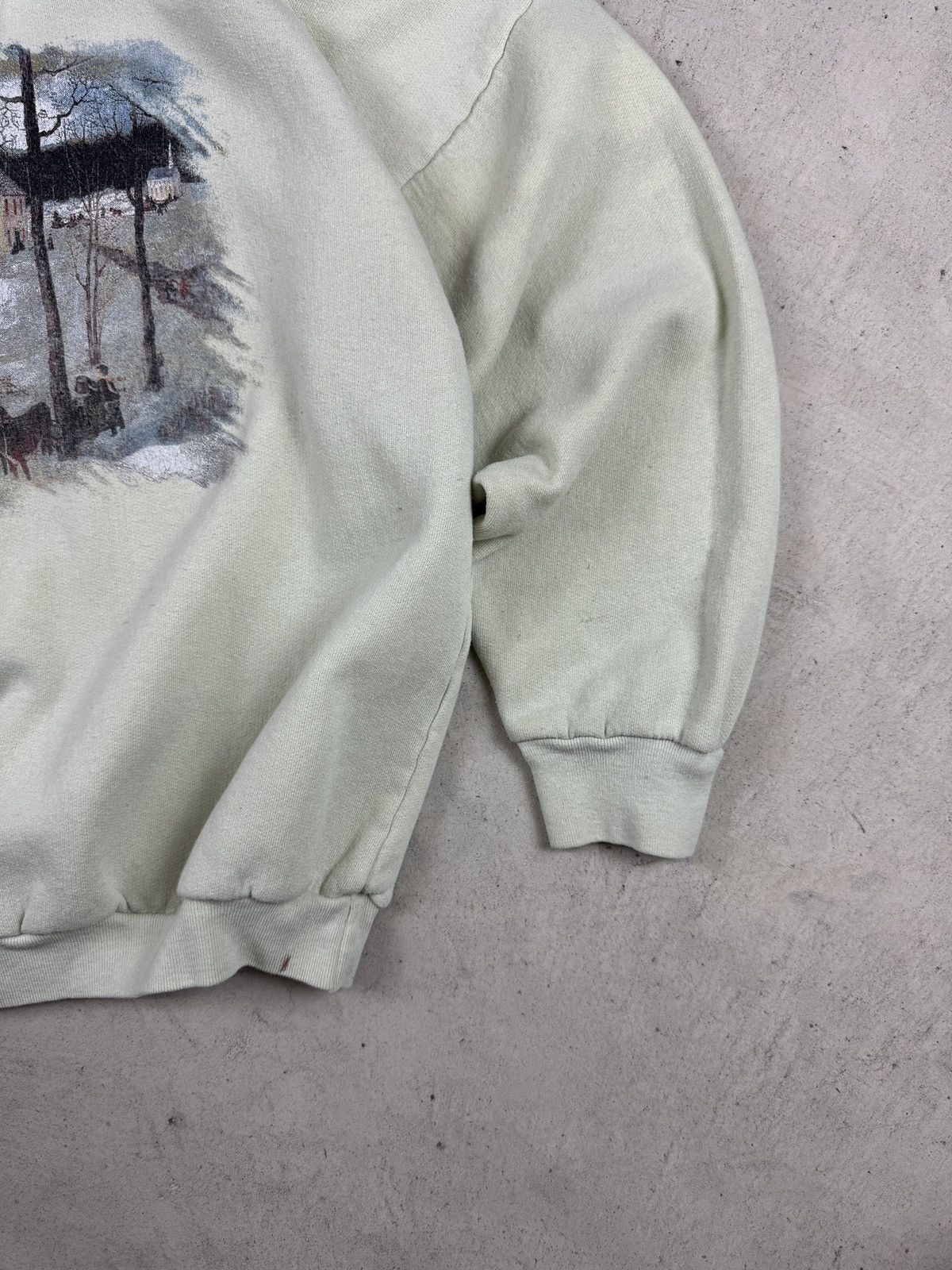 Vintage 1990s Light Green Snowy House Crewneck Size US S / EU 44-46 / 1 - 4 Thumbnail