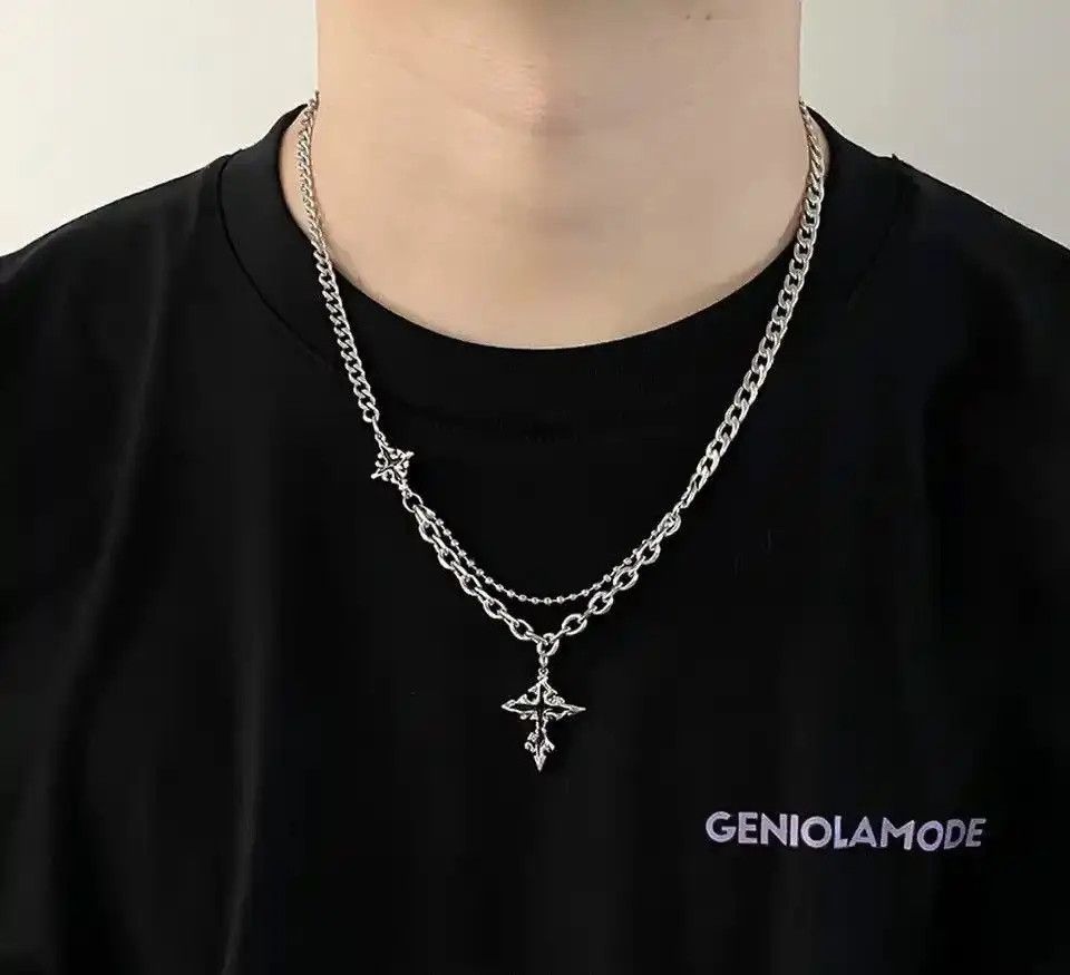 Jewelry Punk Black Flame Cross Necklace Size ONE SIZE - 5 Thumbnail