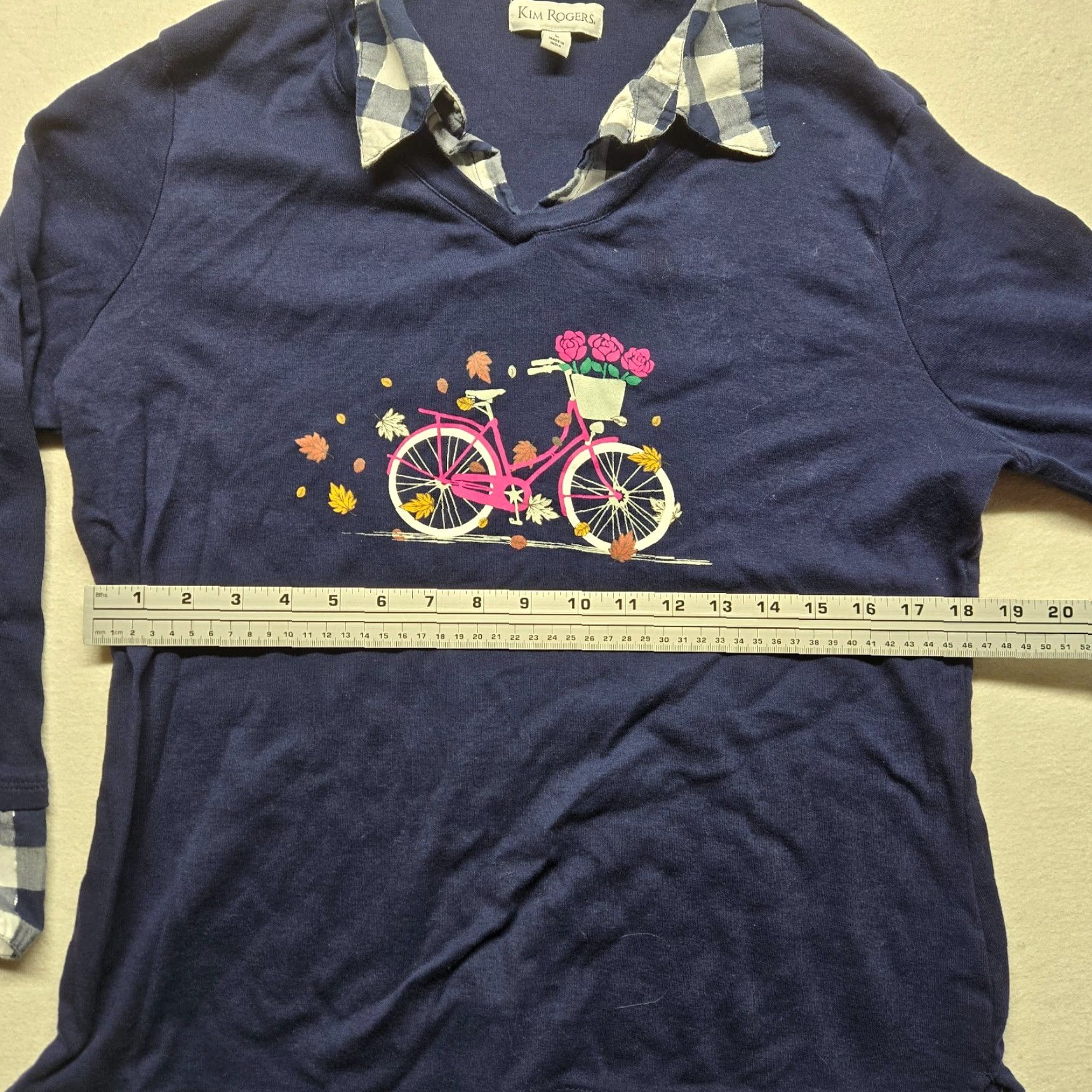 Vintage Kim Rogers Long Sleeve T-Shirt Women's L Blue Solid Casual Classic Size L / US 10 / IT 46 - 4 Thumbnail