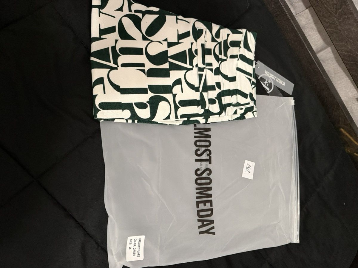 Other Almost Someday Harmony Flare Pants, Green/White, Size 28 NWT Size US 28 / EU 44 - 5 Thumbnail
