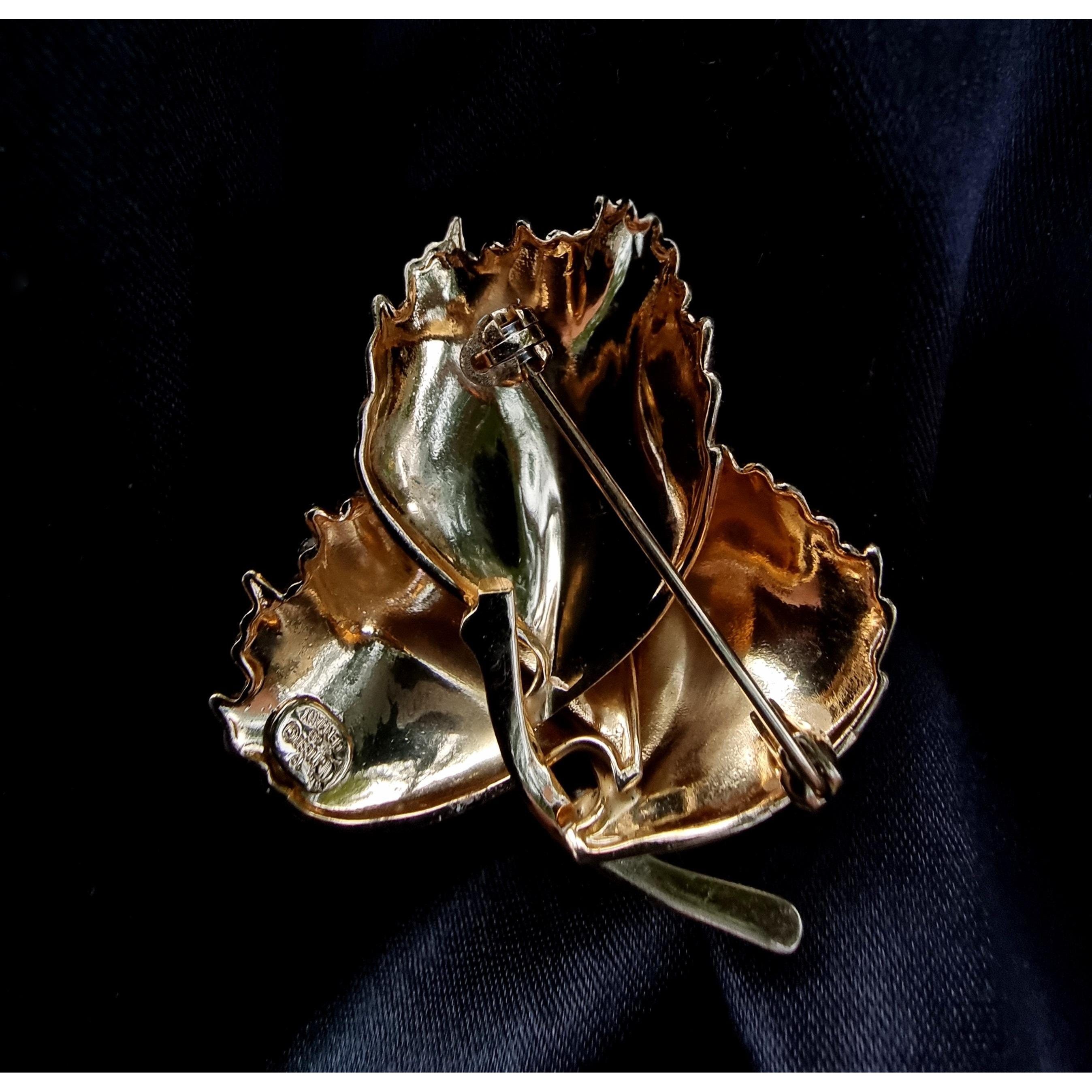 Other Rare Find GROSSE 1960s Signed Germany Gold Flower Floral Bro Size ONE SIZE - 4 Thumbnail