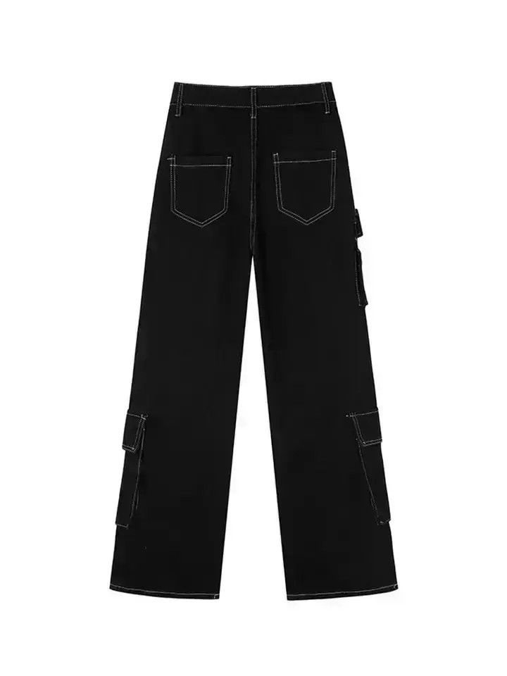 Japanese Brand Black Cargo Carpenter Denim Jeans Size US 32 / EU 48 - 2 Thumbnail