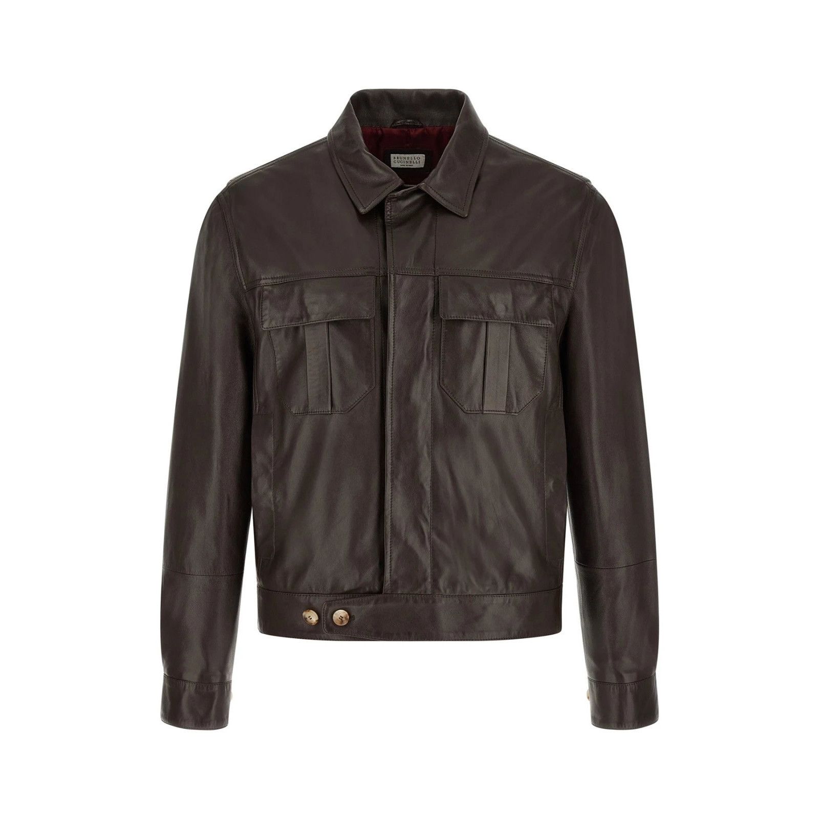 Brunello Cucinelli BRUNELLO CUCINELLI Brown Leather Jacket New & Authentic (Men Size US S / EU 44-46 / 1 - 1 Thumbnail