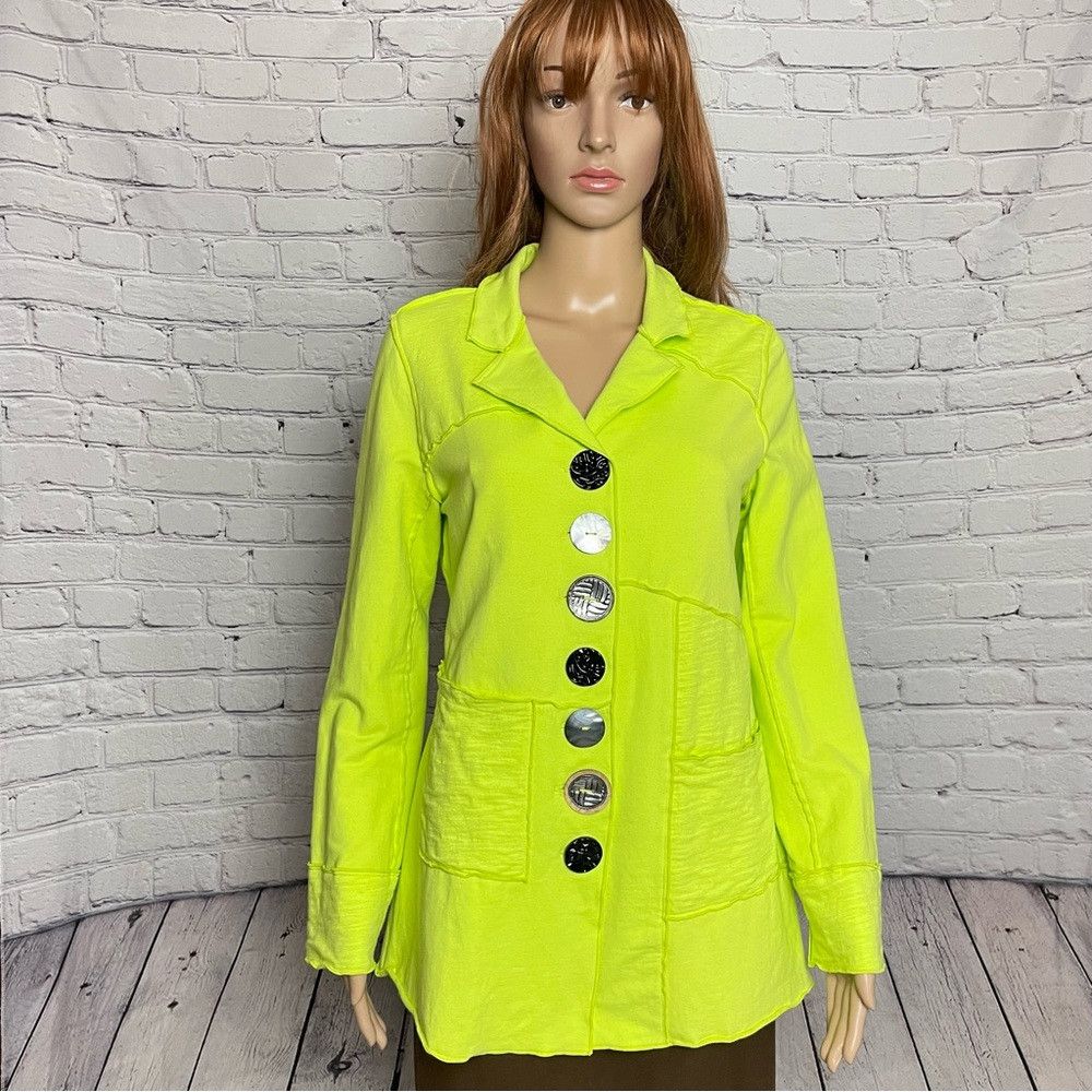 Other Neon Buddha Yellow Green Mix Buttons Cotton Jacket Size S Size S / US 4 / IT 40 - 1 Thumbnail