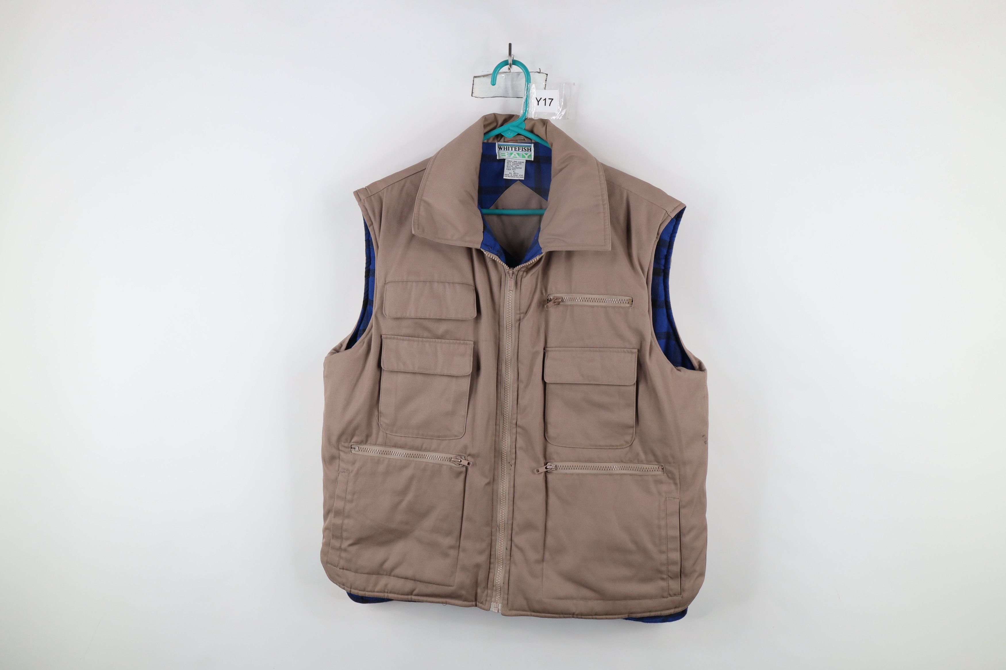 Vintage 90s Streetwear Flannel Lined Puffer Vest Jacket