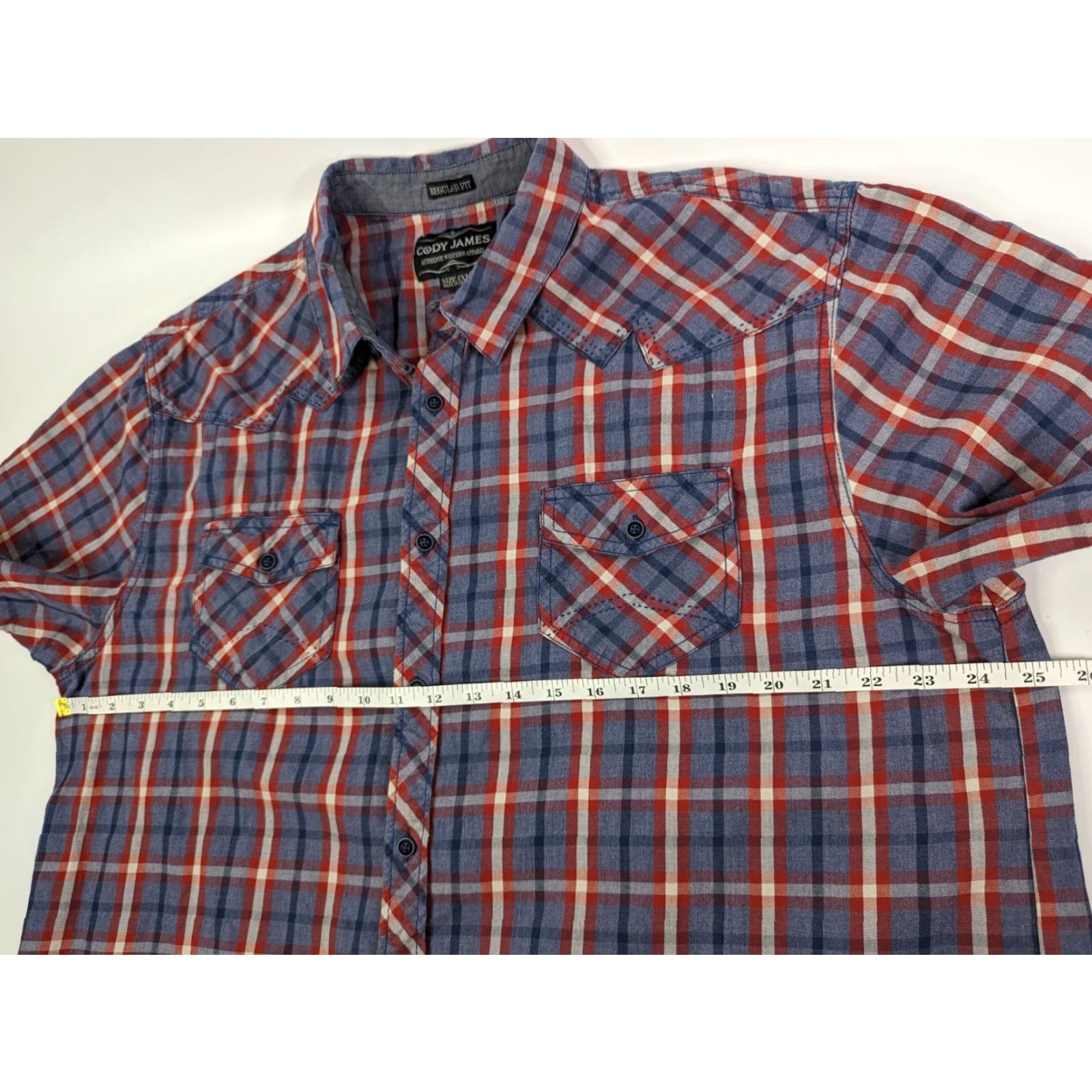 Cody James Cody James Regular Fit Western Plaid Button Short Sleeve Shirt Mens 2XL Size US XXL / EU 58 / 5 - 6 Thumbnail