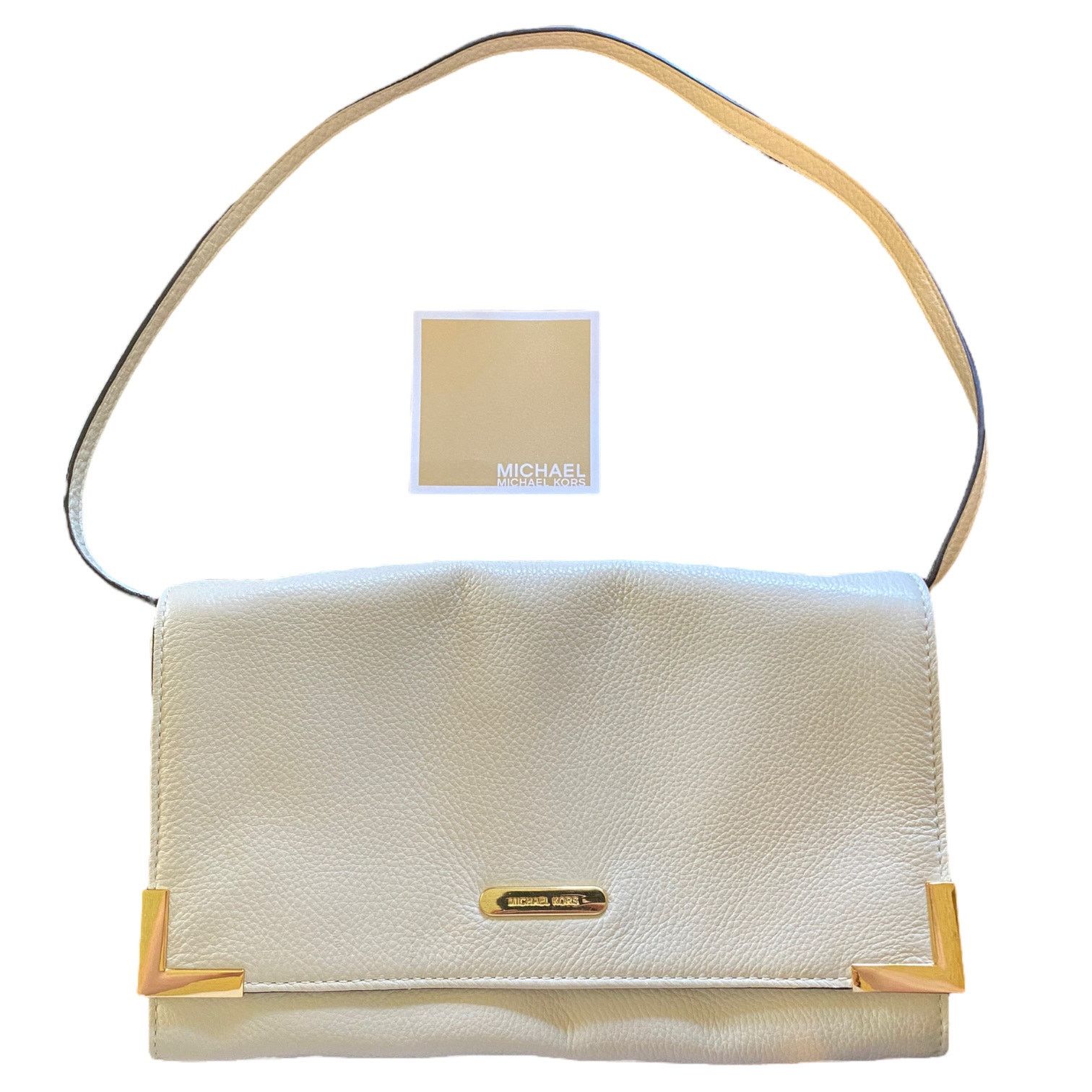 Michael Kors Euc Off White Pebbled Leather Clutch Purse, Women's