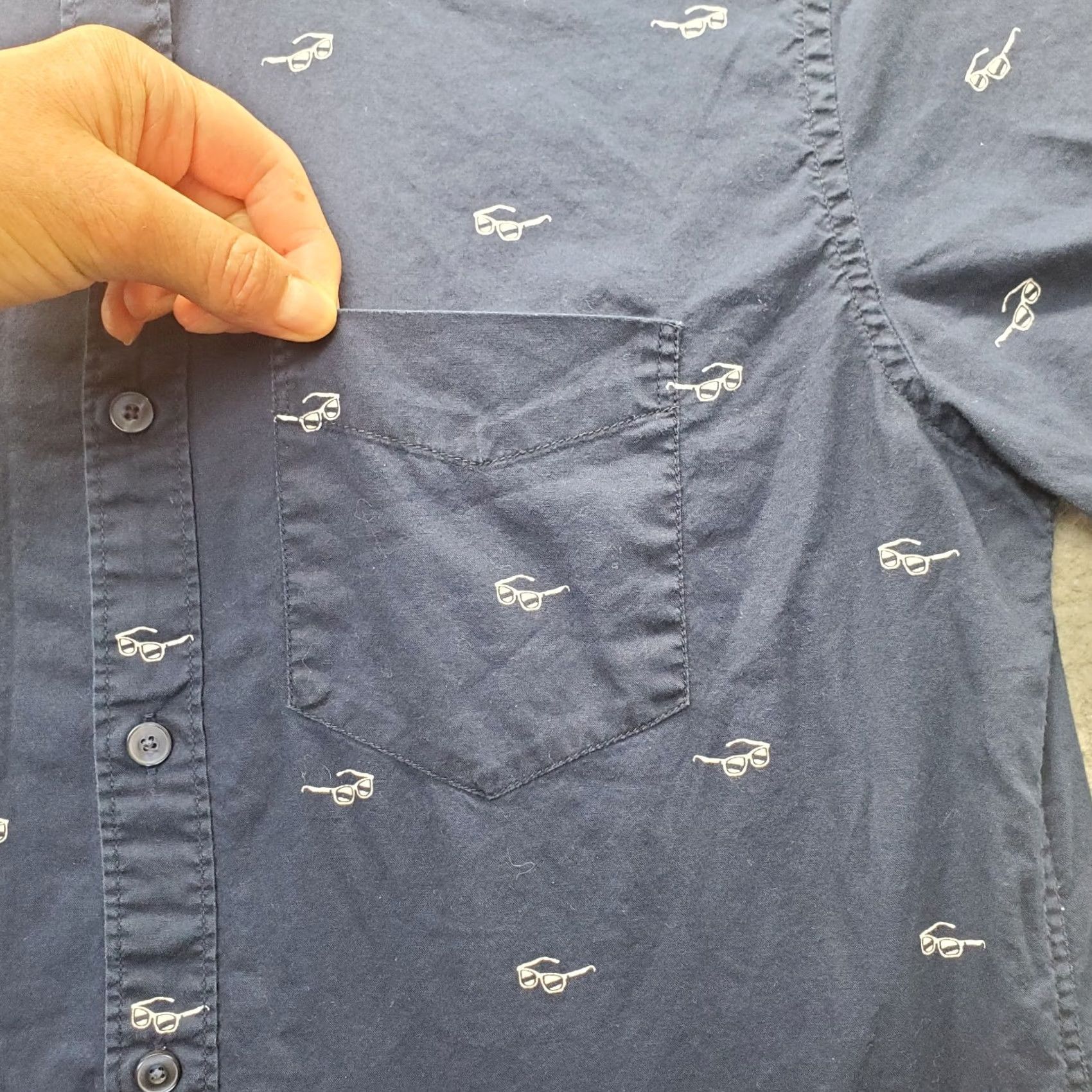 American Eagle Outfitters American Eagle Button-Down Shirt Mens S Navy Shade Glasses Print Seriously Soft Shirt Size US S / EU 44-46 / 1 - 5 Thumbnail