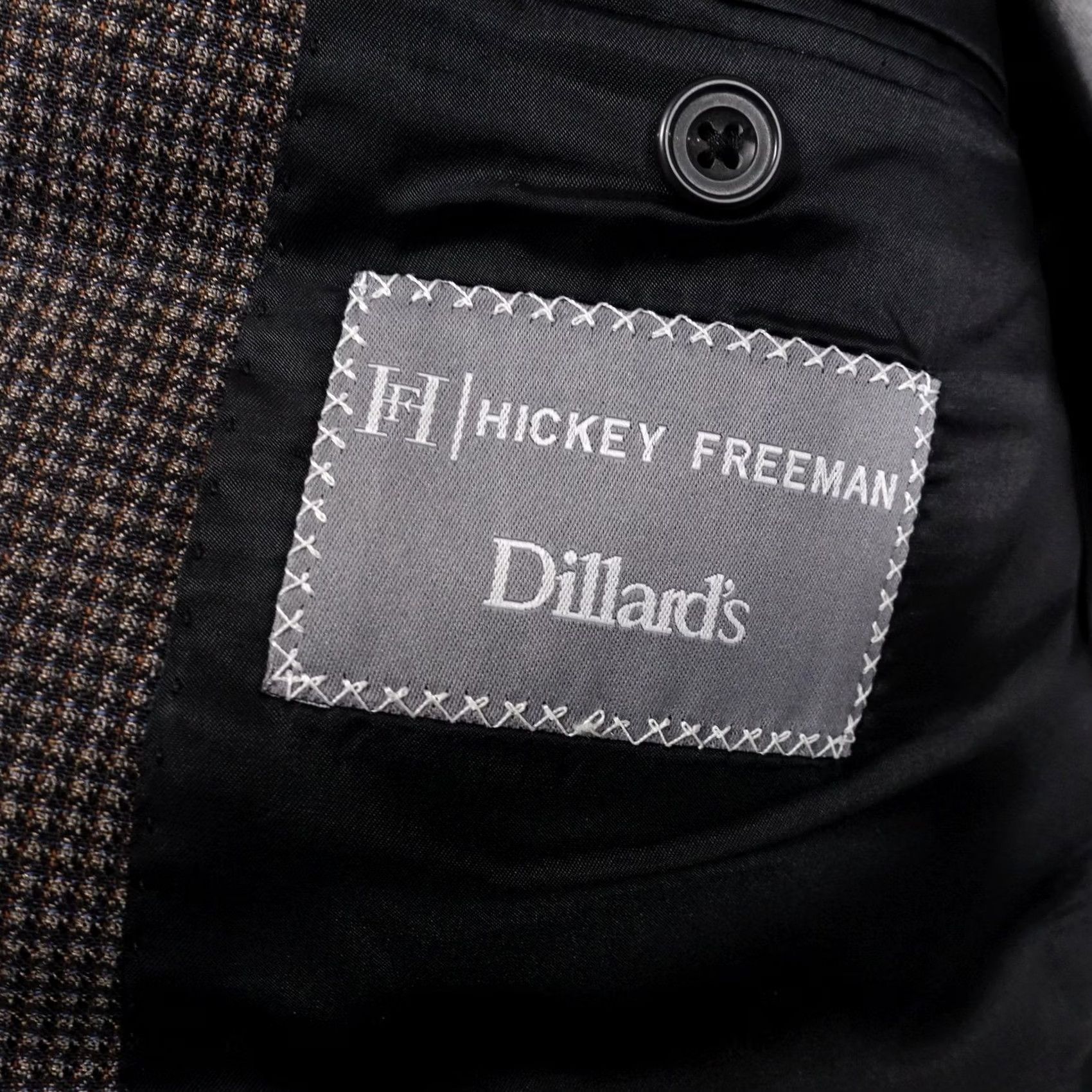 Vintage Hickey Freeman Blazer Mens 42L Brown Silk Wool Sport Coat 2 Button Size 42R - 7 Thumbnail