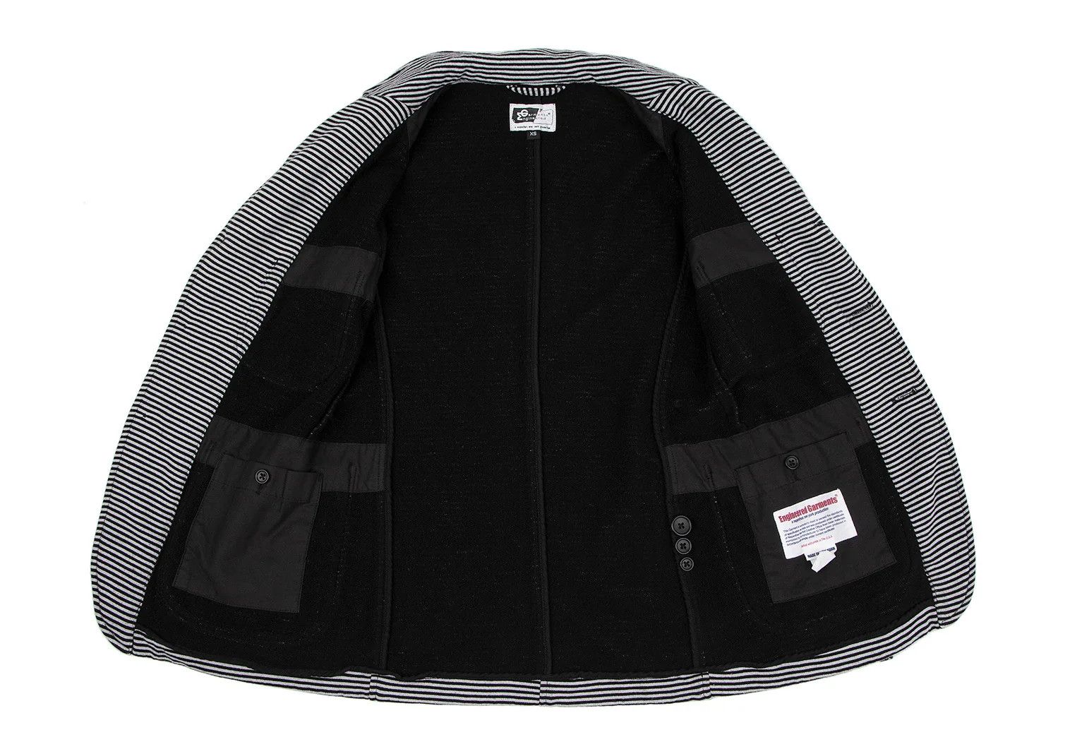 Engineered Garments Cotton-Polyester Striped Sweat Jacket in Gray and Black, XS Size US XS / EU 42 / 0 - 13 Thumbnail