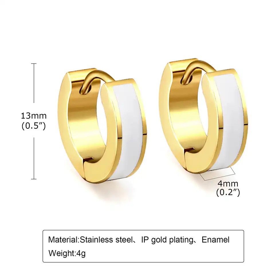Other Small Enamel Stainless Steel Hoops Earrings Size ONE SIZE - 2 Thumbnail