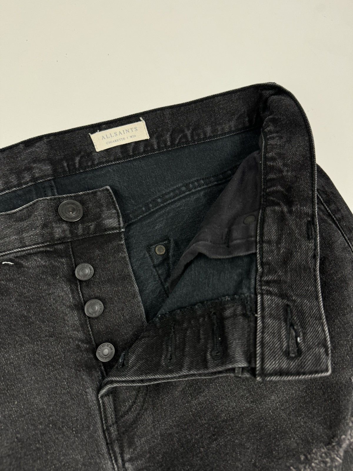Allsaints AllSaints Battle Cigarette Distressed Slim Jeans Size US 34 / EU 50 - 10 Thumbnail
