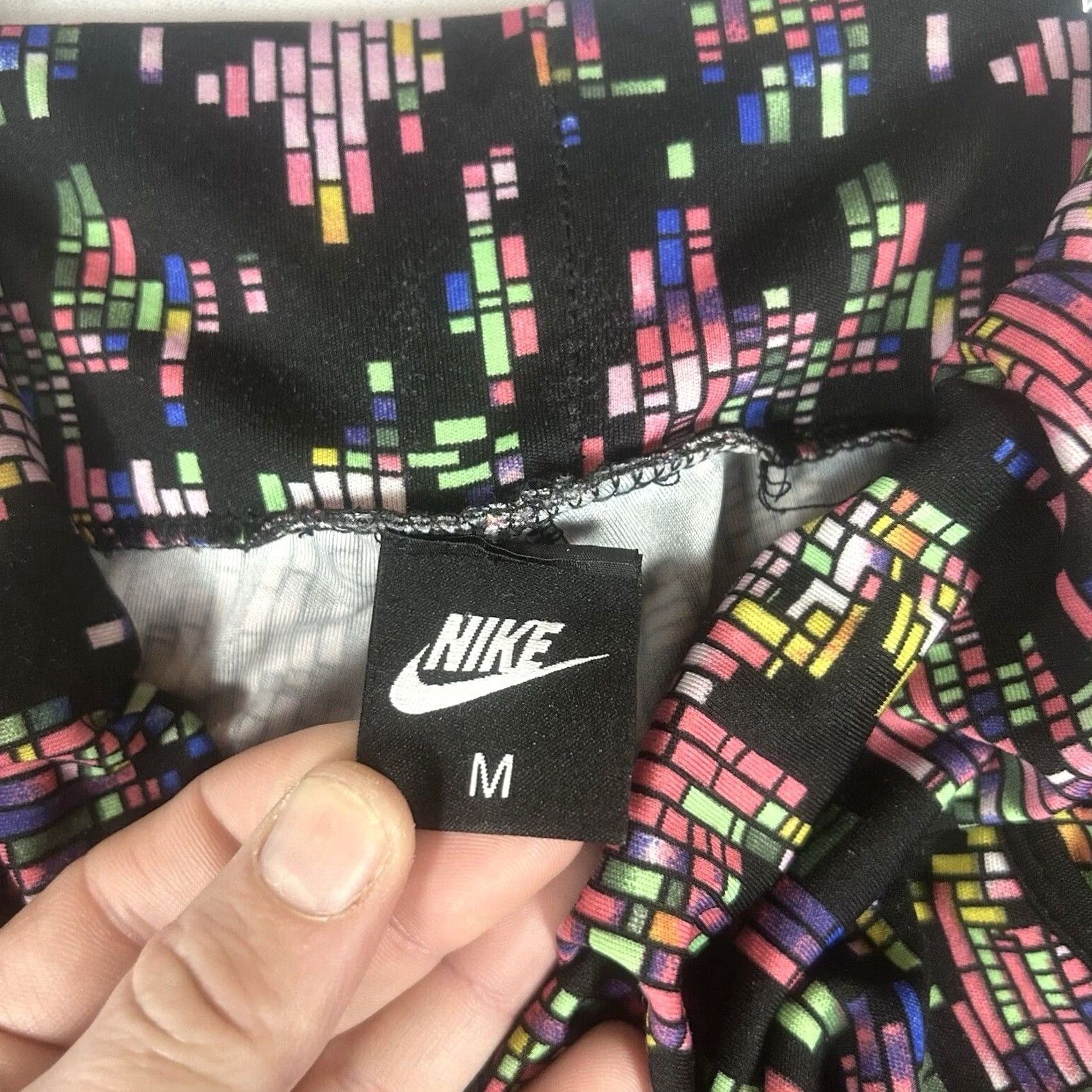 Nike Nike AQ Sport Leggings Joggers Womens M Black Abstract Pockets Run Gym Yoga Size 32" / US 10 / IT 46 - 2 Thumbnail