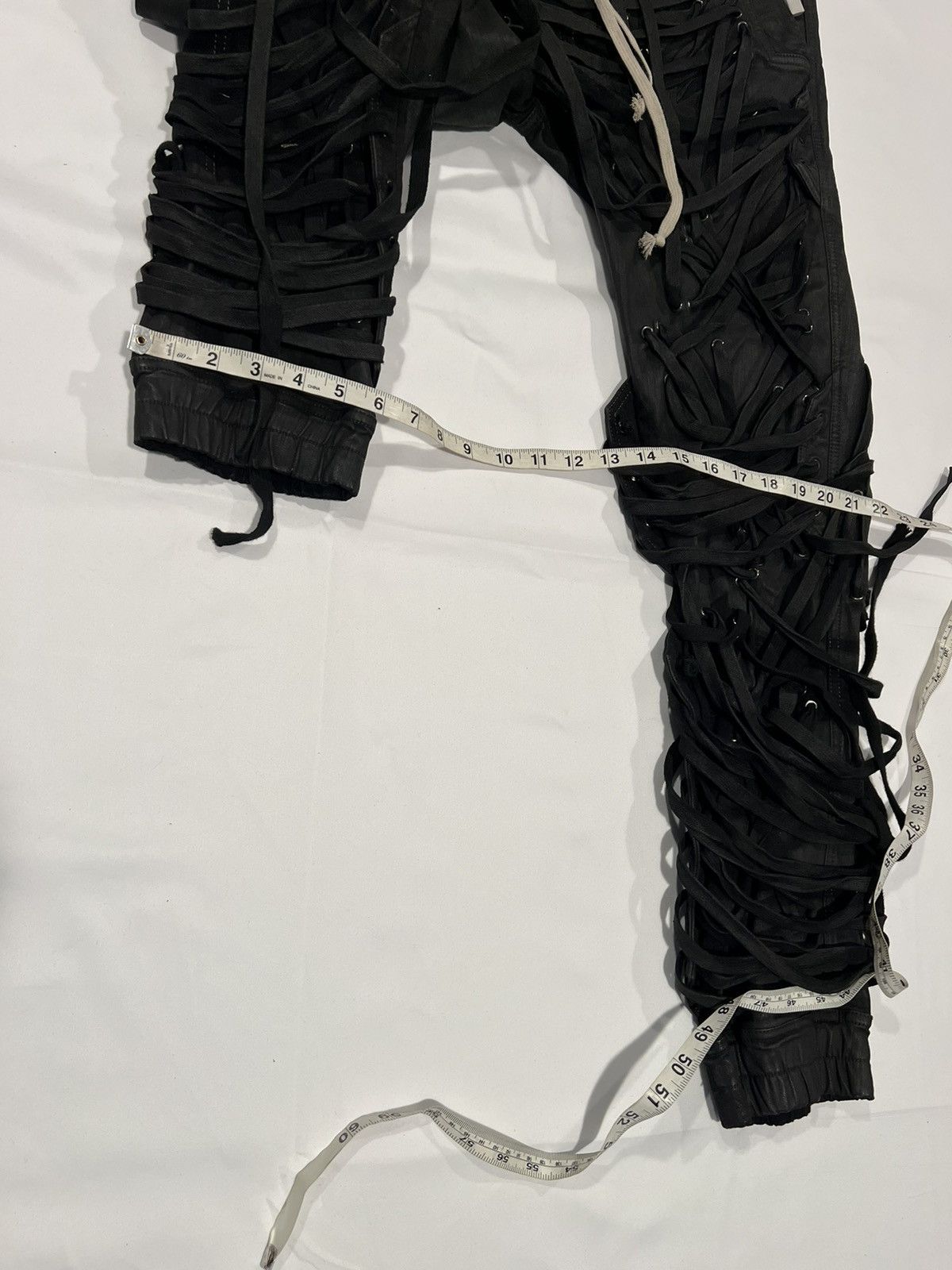 Rick Owens Thomas mega laced waxed jogger pants. 54/36