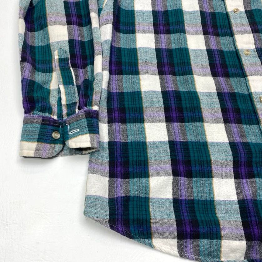 Vintage VINTAGE Woolrich Flannel Mens Large Green Purple Tartan Plaid Button Up 7973 Size US L / EU 52-54 / 3 - 3 Thumbnail