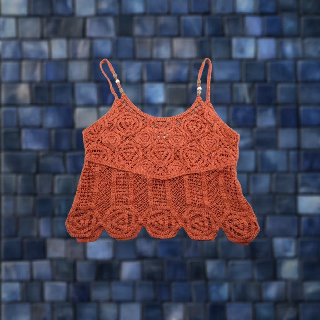 Miss Me MISS ME Tank Top Shirts Womens Orange Crochet Lace Sleeveless Crop Size M Boho Chic Size M / US 6-8 / IT 42-44 - 1 Thumbnail